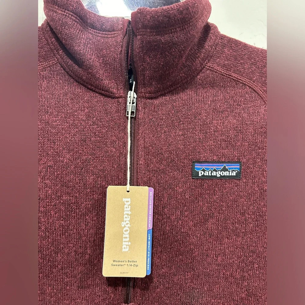 Patagonia Women's XS Better Sweater 1/4 Zip Pullover Chicory Dark Red NWT - Picture 6 of 7